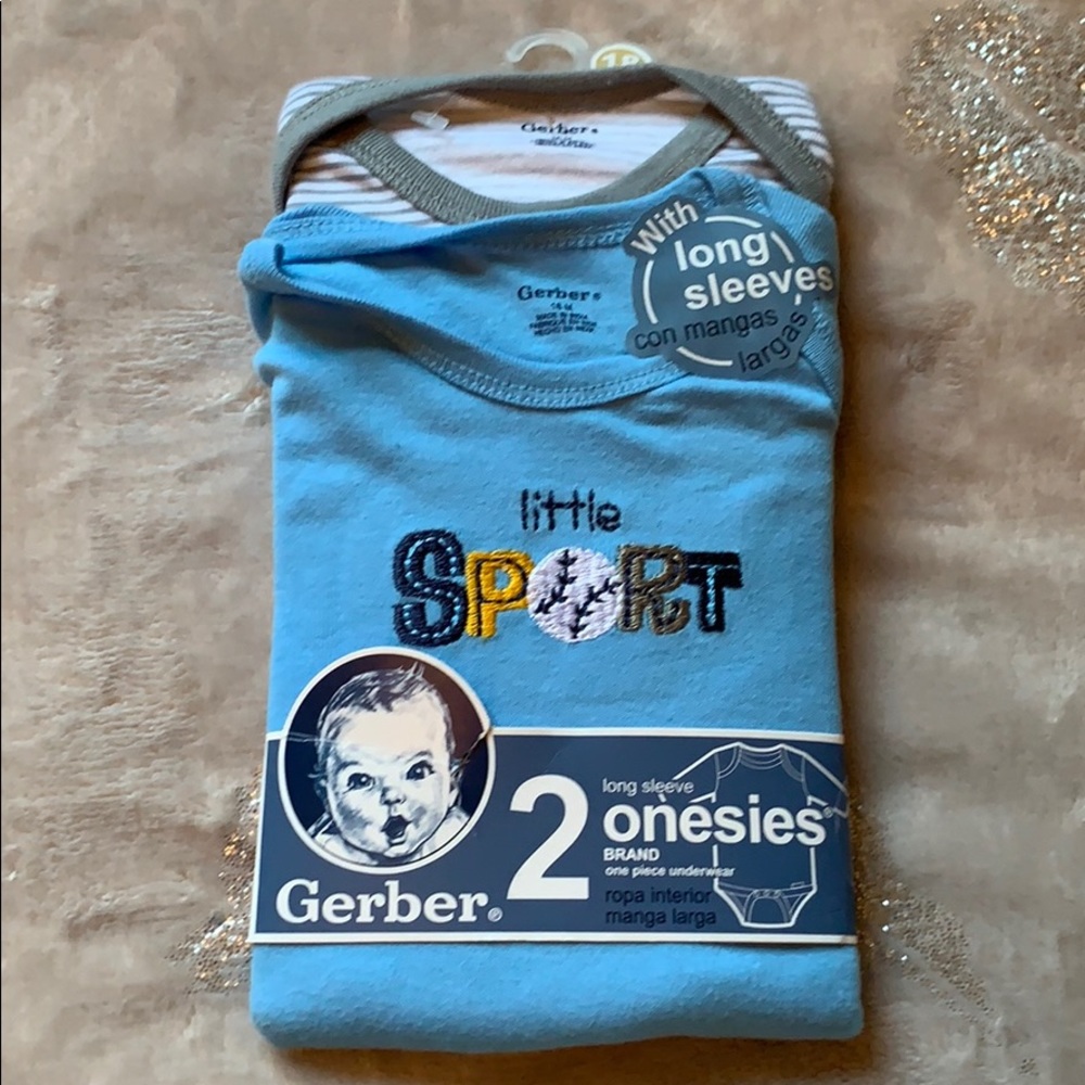 ⚾️ Little Sport ⚾️ Gerber Baby Boy Long Sleeve Onesie Set Size 18 Months NWT